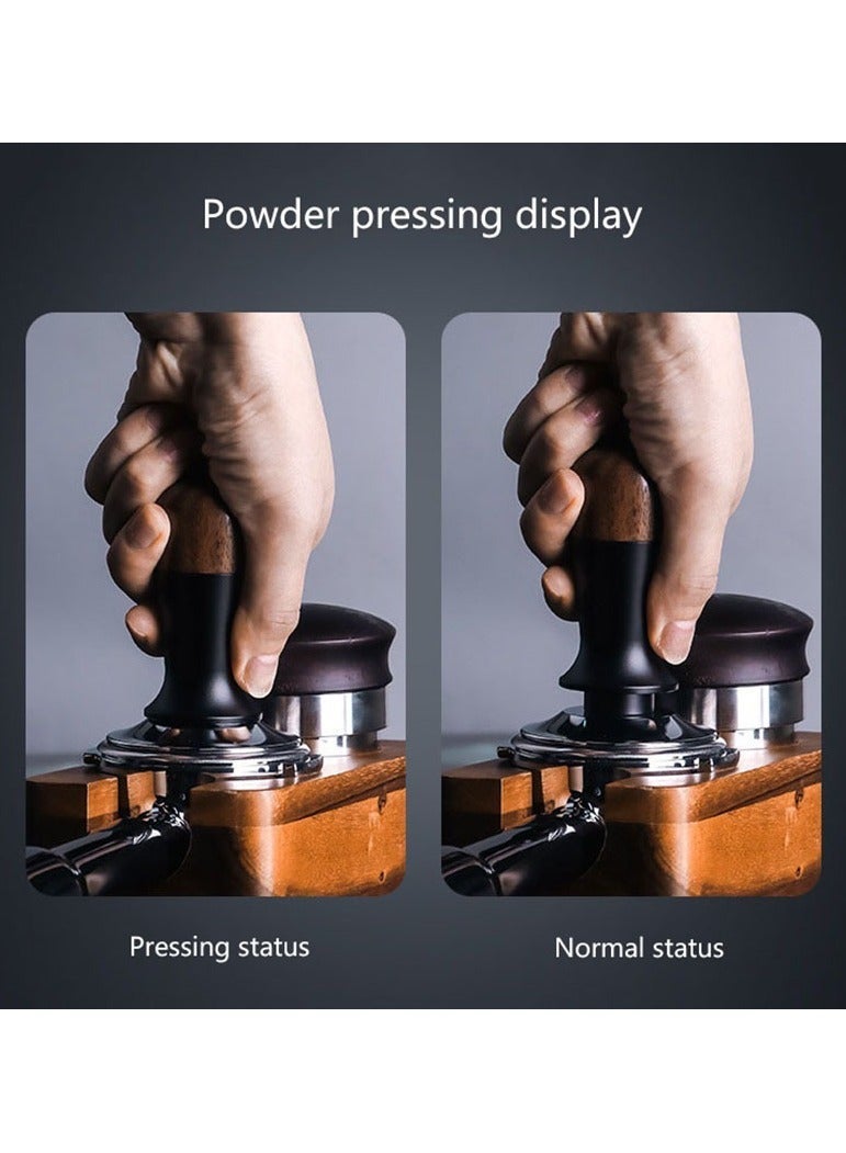 Professional 51mm Spring-Loaded Espresso Tamper - Stainless Steel Rippled Base with Black Finish and Luxury Natural Wood Touch - Image 3